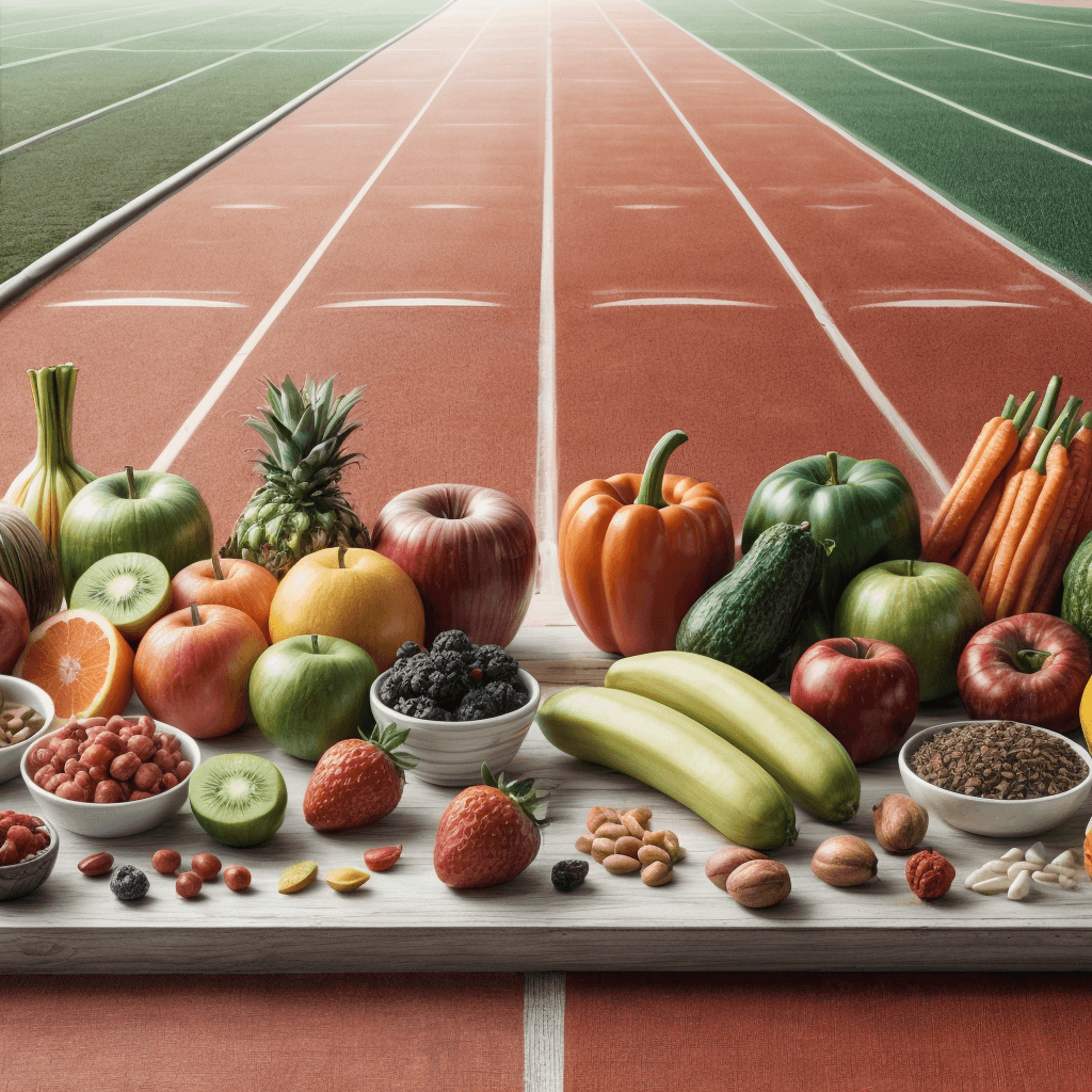 Comida saludable en una pista de atletismo. Sobre la nutrición y ejercicio en cuidadores.