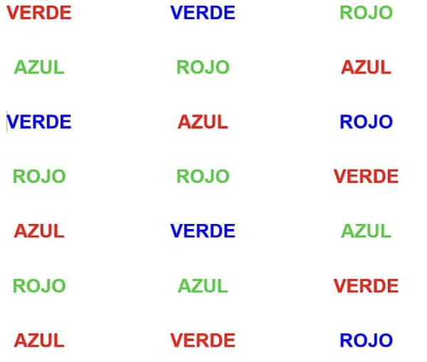 test de stroop para la estimulación cognitiva orientada a la atención
