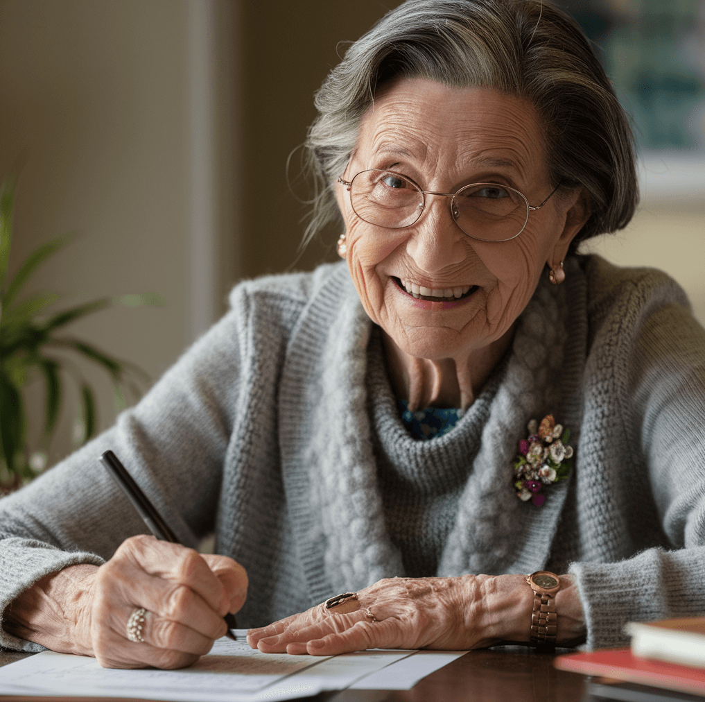 Mujer adulta poniendo en práctica la estimulación cognitiva a través de la escritura