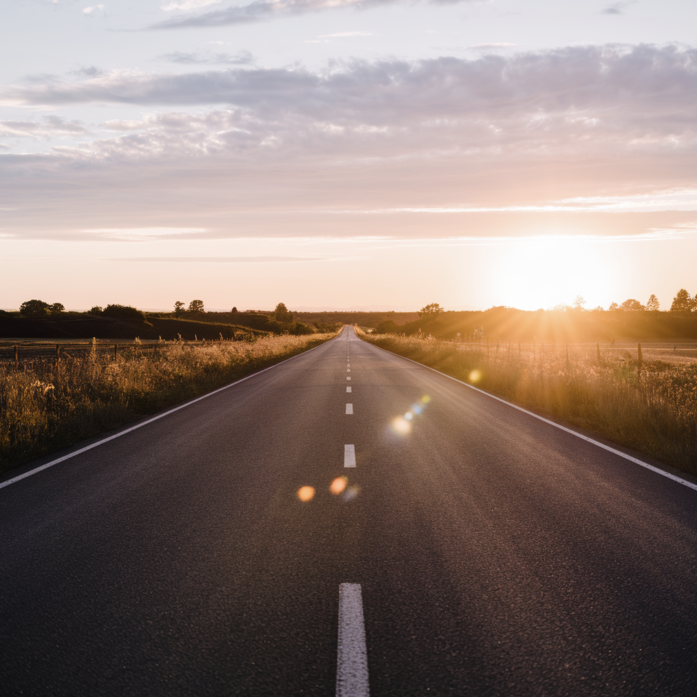 Carretera vacía al atardecerque simboliza el duelo profesional en cuidadores.